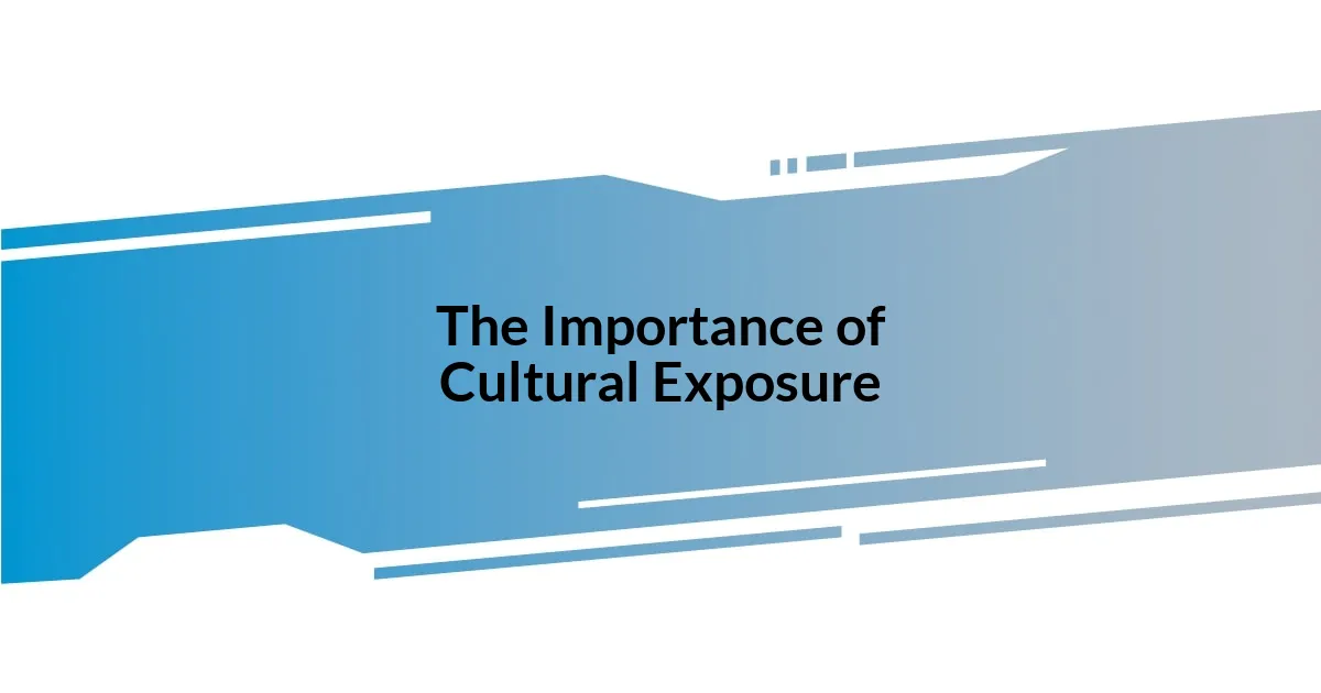 The Importance of Cultural Exposure